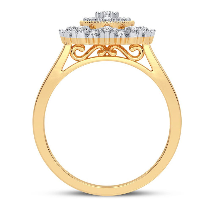 10k Yellow Gold Lab Diamond Womens Fashion Ring - 0.20CT