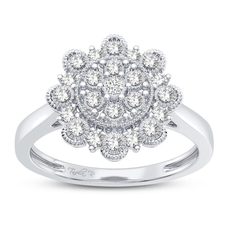 Chic 10k White Gold Lab Diamond Fashion Ring for Women