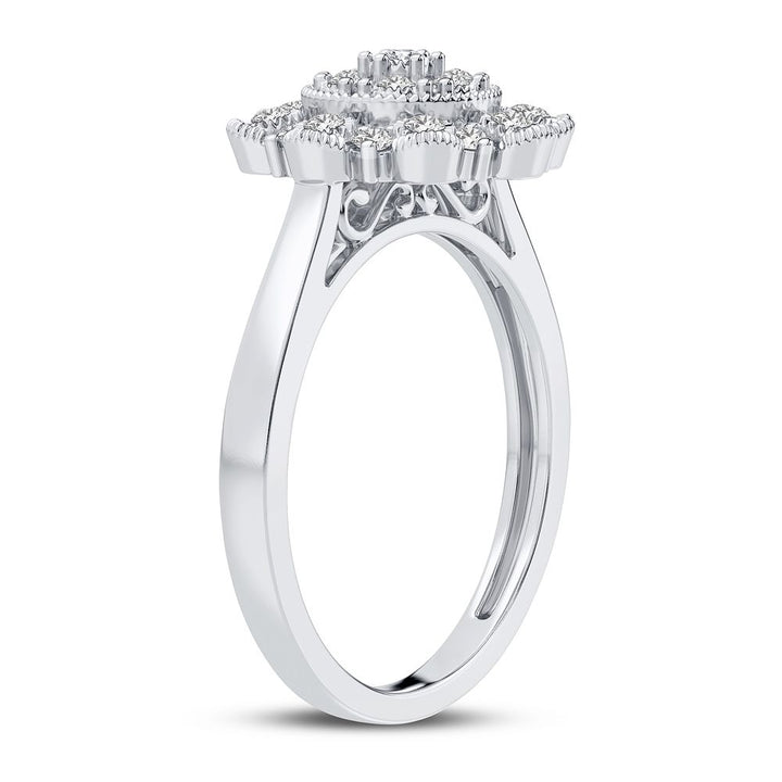 Chic 10k White Gold Lab Diamond Fashion Ring for Women