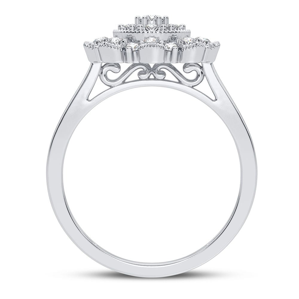 Chic 10k White Gold Lab Diamond Fashion Ring for Women