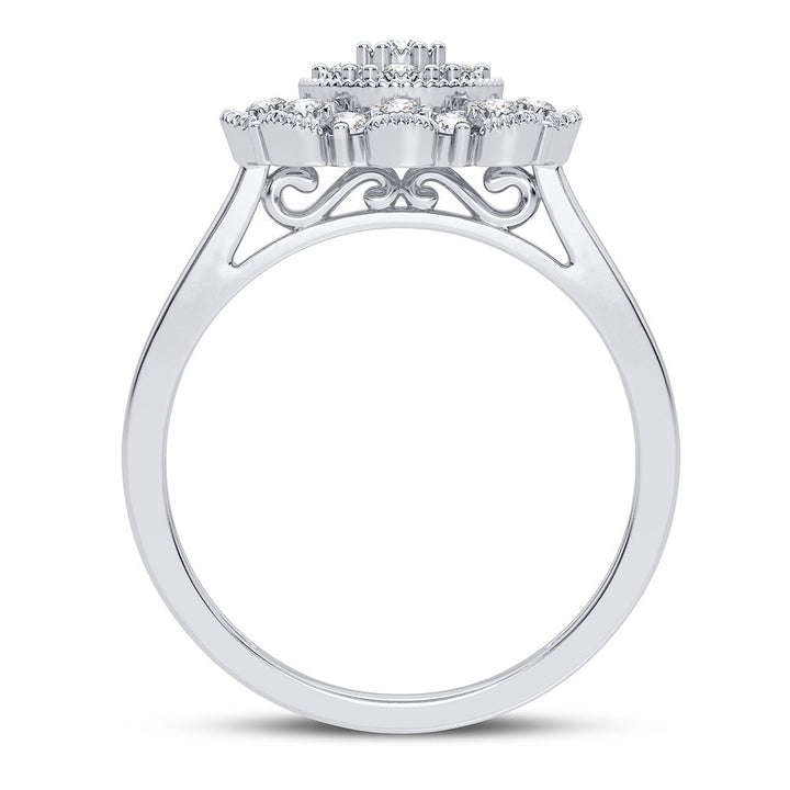Chic 10k White Gold Lab Diamond Fashion Ring for Women