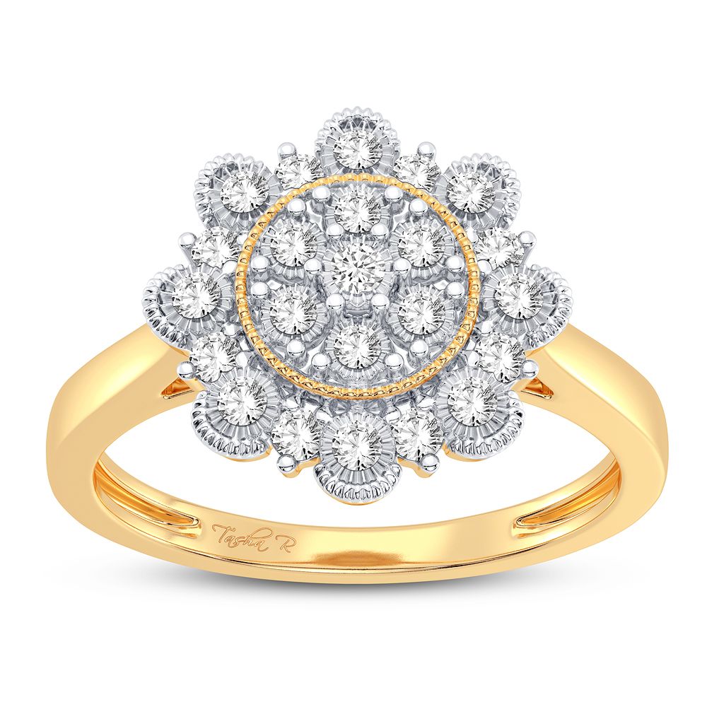 10k Yellow Gold Lab Diamond Womens Fashion Ring - 0.20CT