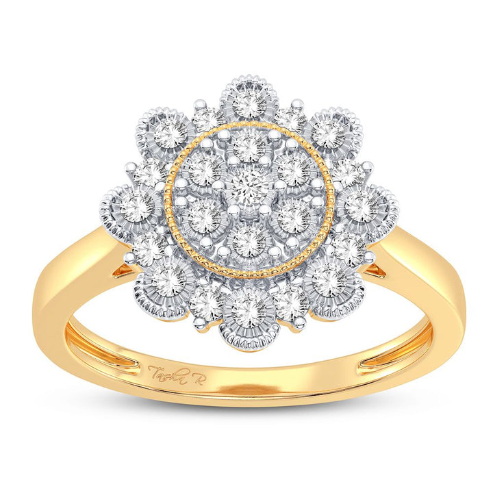 10k Yellow Gold Lab Diamond Womens Fashion Ring - 0.20CT