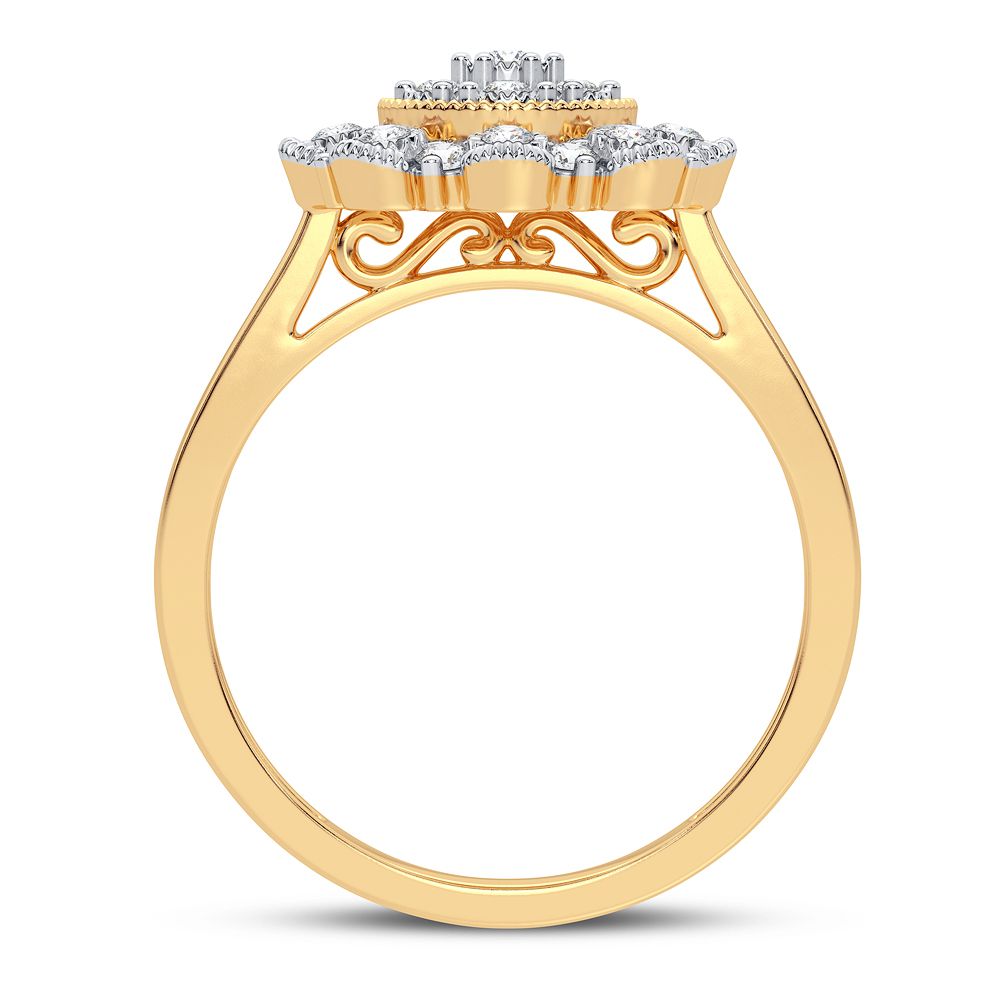 10k Yellow Gold Lab Diamond Womens Fashion Ring - 0.20CT