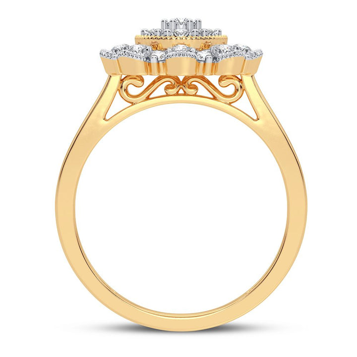 10k Yellow Gold Lab Diamond Womens Fashion Ring - 0.20CT