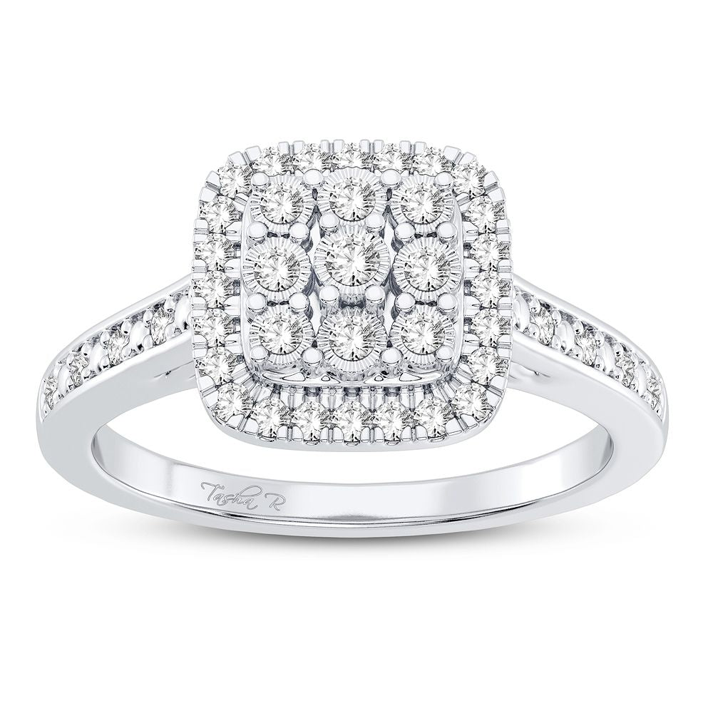 10k White Gold Lab Diamond Promise Ring for Her