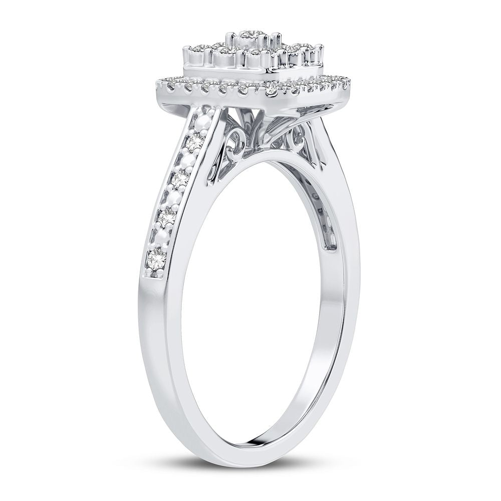 10k White Gold Lab Diamond Promise Ring for Her