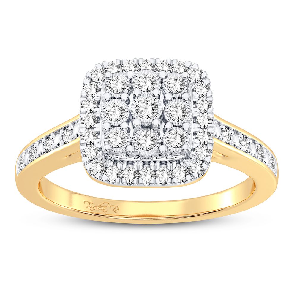Chic 10k Yellow Gold 0.20CT Lab Diamond Womens Ring