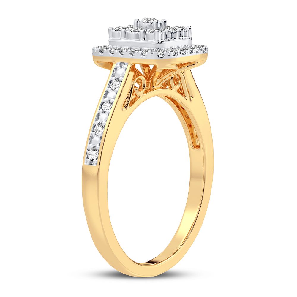 Chic 10k Yellow Gold 0.20CT Lab Diamond Womens Ring