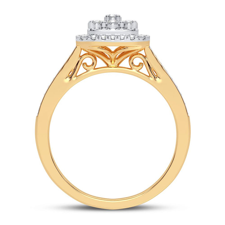 Chic 10k Yellow Gold 0.20CT Lab Diamond Womens Ring