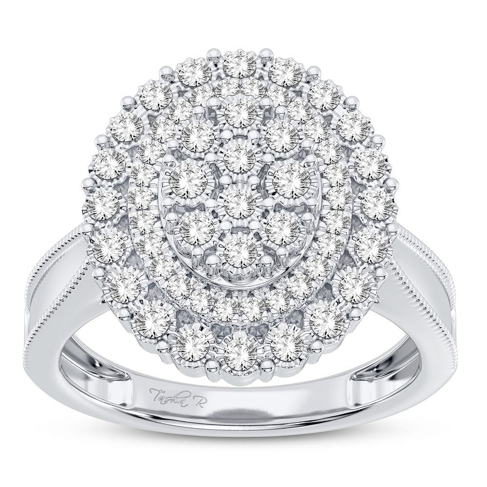 Chic 10k White Gold Lab Diamond Fashion Ring for Women