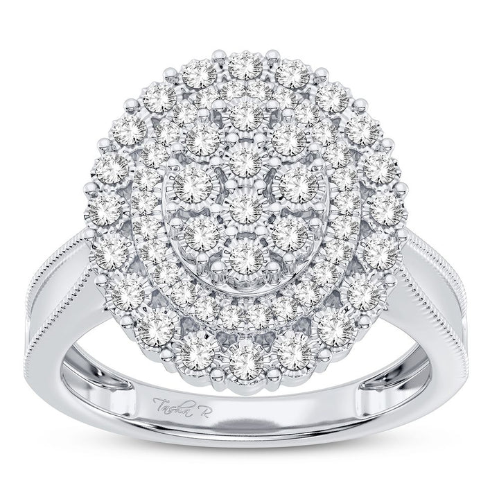 Chic 10k White Gold Lab Diamond Fashion Ring for Women