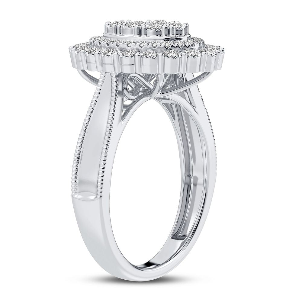 Chic 10k White Gold Lab Diamond Fashion Ring for Women
