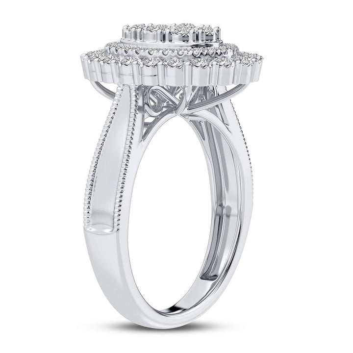 Chic 10k White Gold Lab Diamond Fashion Ring for Women