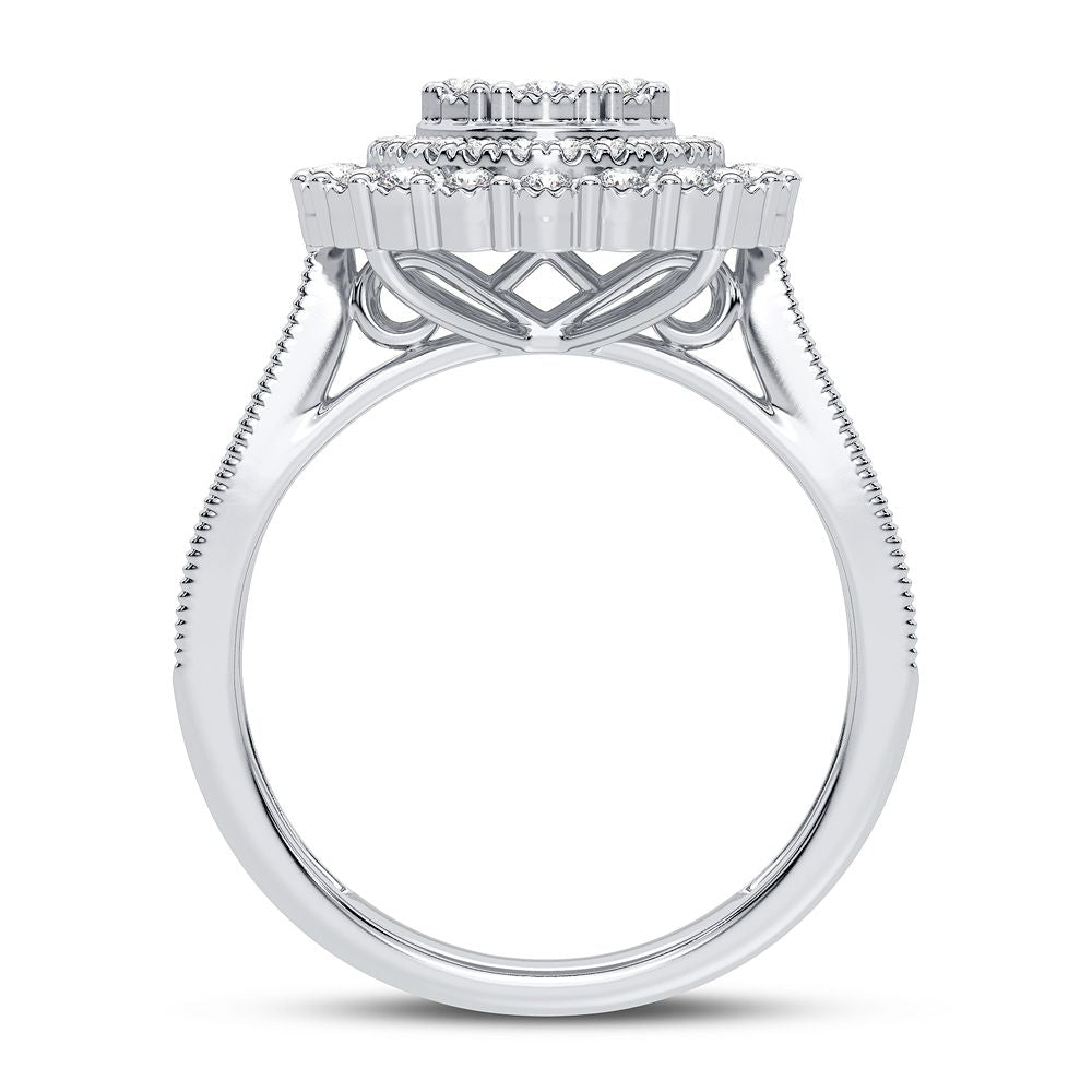 Chic 10k White Gold Lab Diamond Fashion Ring for Women