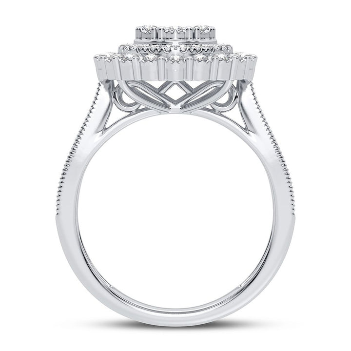 Chic 10k White Gold Lab Diamond Fashion Ring for Women