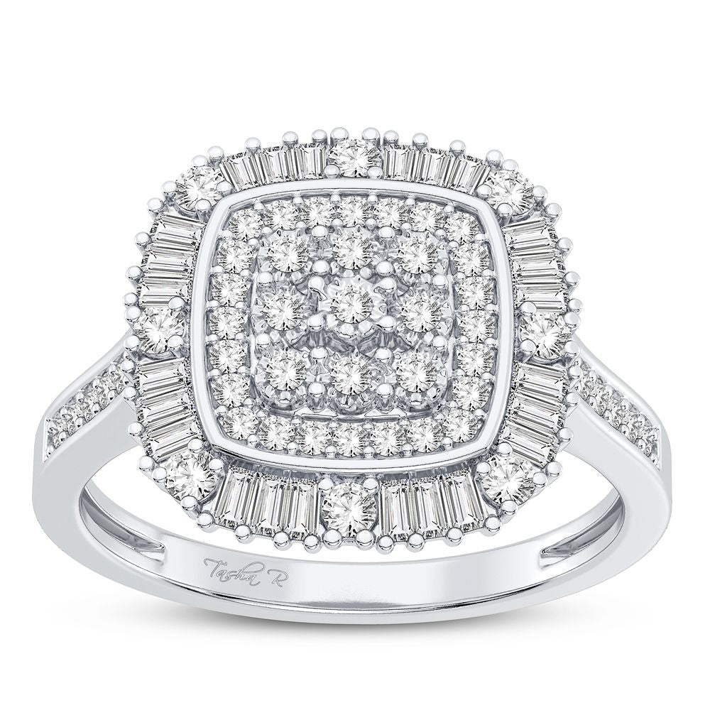Chic 10k White Gold 0.20CT Lab Diamond Womens Fashion Ring