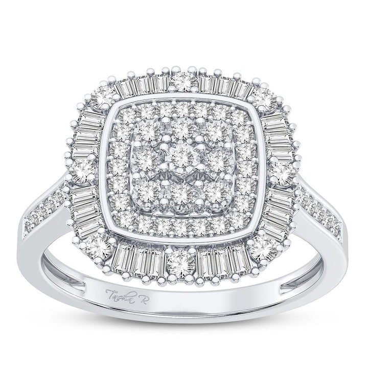 Chic 10k White Gold 0.20CT Lab Diamond Womens Fashion Ring