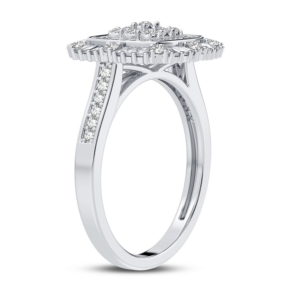 Chic 10k White Gold 0.20CT Lab Diamond Womens Fashion Ring