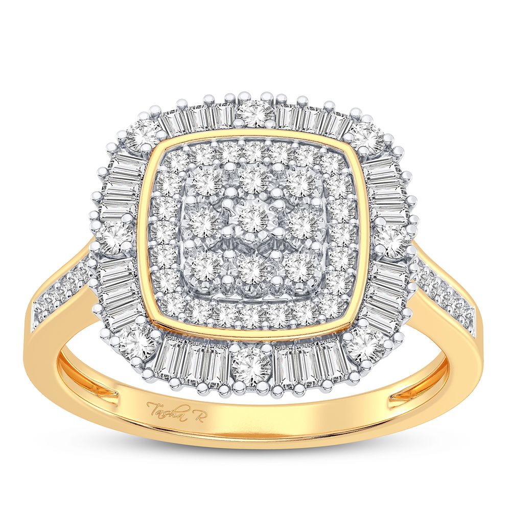 Chic 10k Yellow Gold Lab Diamond Fashion Ring for Women