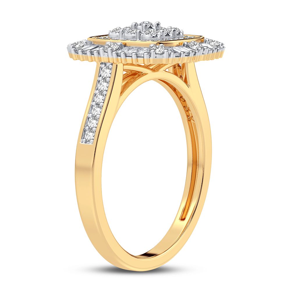 Chic 10k Yellow Gold Lab Diamond Fashion Ring for Women