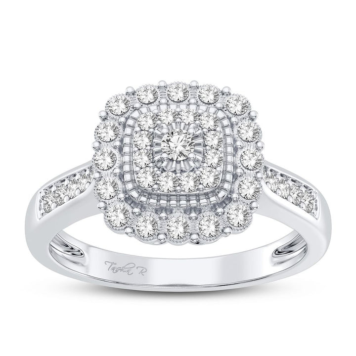 Chic 10k White Gold Lab Diamond Fashion Ring for Women