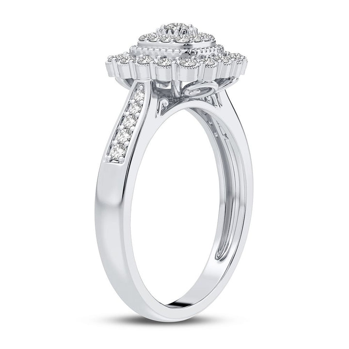 Chic 10k White Gold Lab Diamond Fashion Ring for Women
