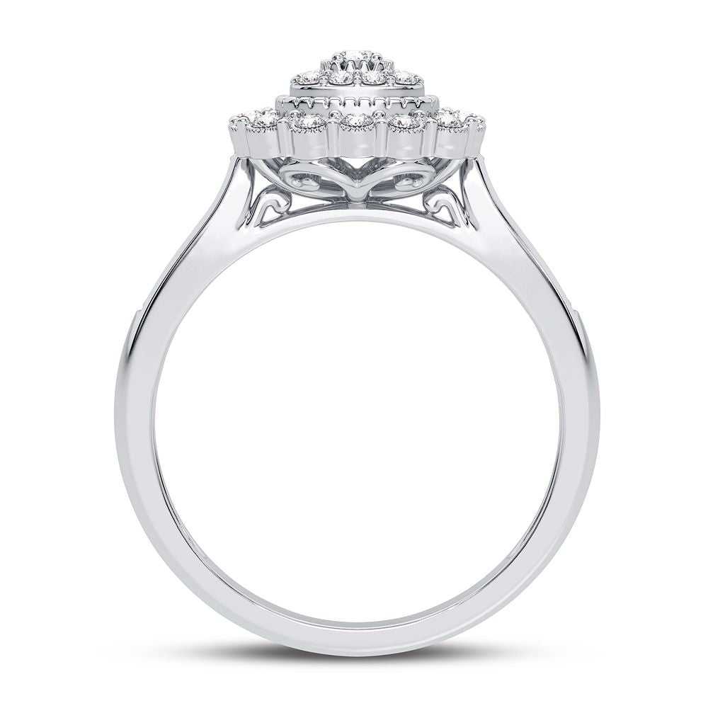 Chic 10k White Gold Lab Diamond Fashion Ring for Women