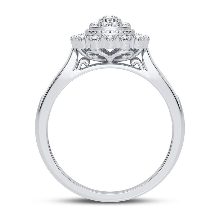 Chic 10k White Gold Lab Diamond Fashion Ring for Women