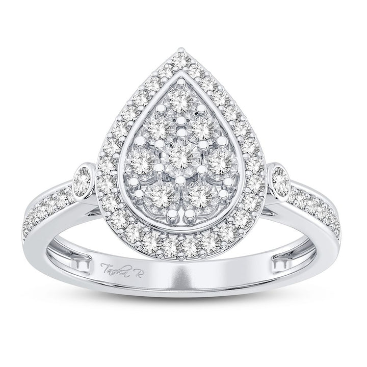 Chic 10k White Gold Lab Diamond Womens Fashion Ring 0.20CT