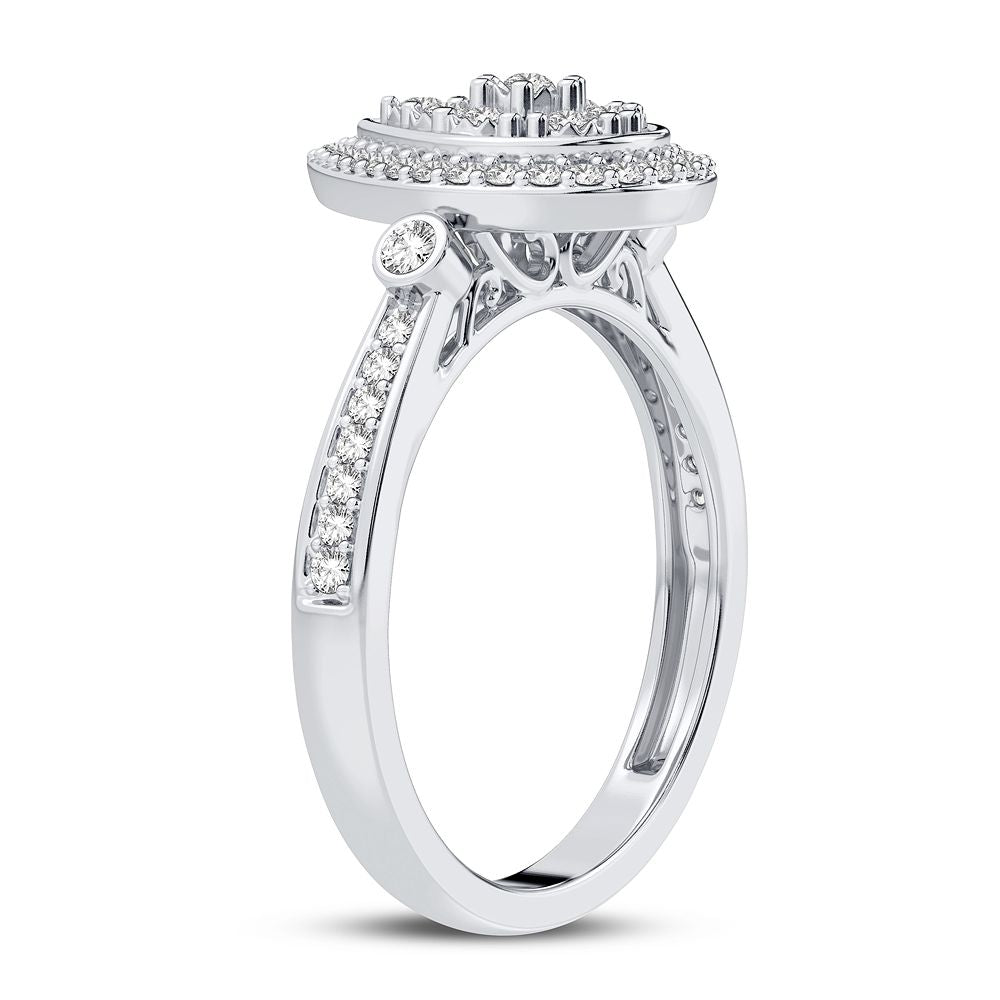 Chic 10k White Gold Lab Diamond Womens Fashion Ring 0.20CT