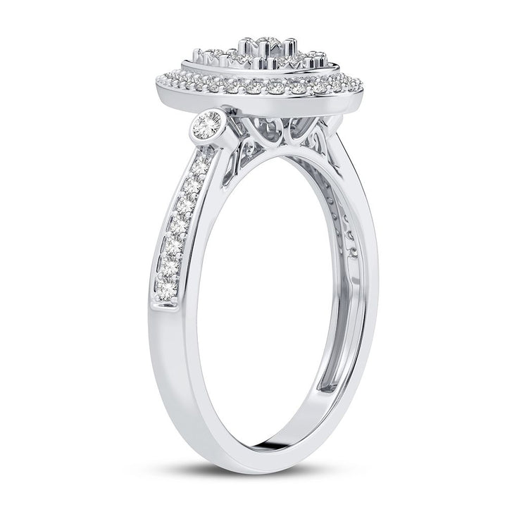 Chic 10k White Gold Lab Diamond Womens Fashion Ring 0.20CT