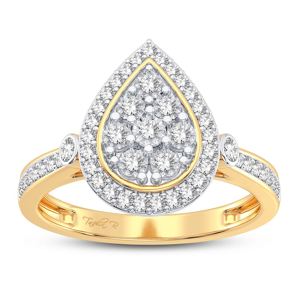 Chic 10k Yellow Gold 0.20CT Lab Diamond Womens Ring
