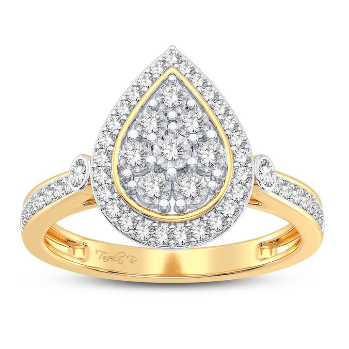 Chic 10k Yellow Gold 0.20CT Lab Diamond Womens Ring