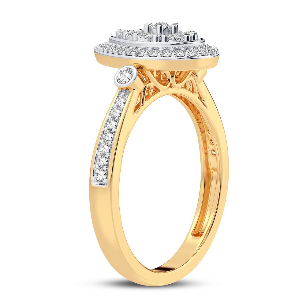 Chic 10k Yellow Gold 0.20CT Lab Diamond Womens Ring