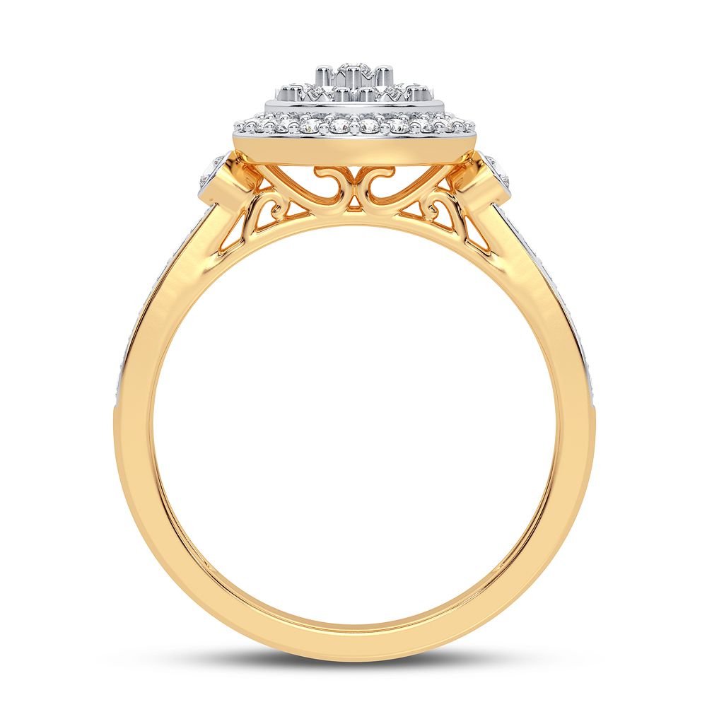 Chic 10k Yellow Gold 0.20CT Lab Diamond Womens Ring