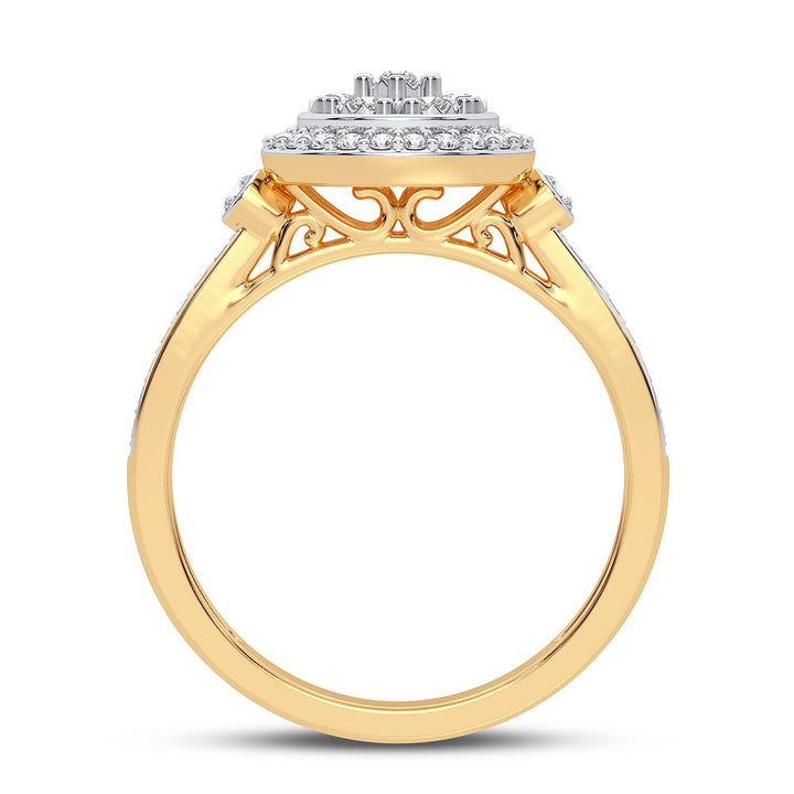 Chic 10k Yellow Gold 0.20CT Lab Diamond Womens Ring