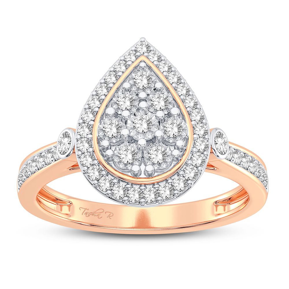 Chic 10k Rose Gold 0.20CT Lab Diamond Womens Ring