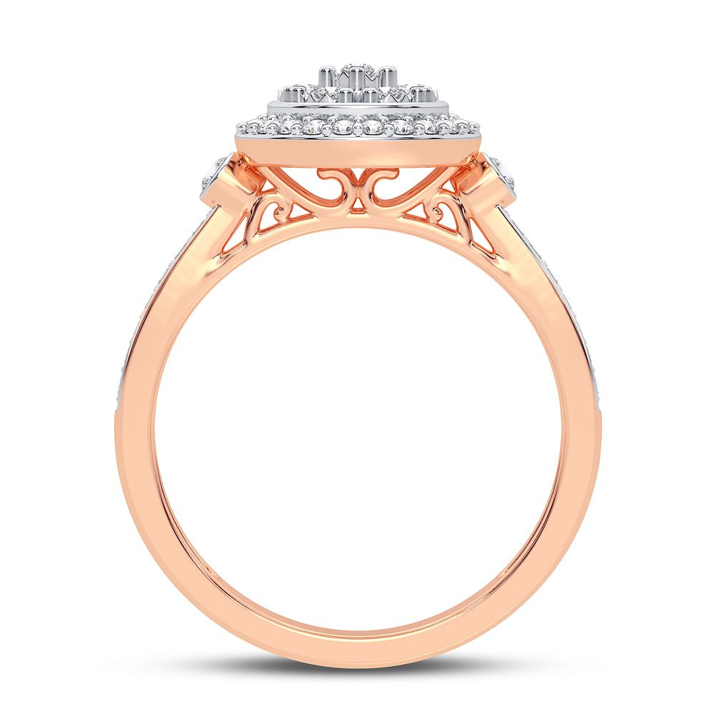 Chic 10k Rose Gold 0.20CT Lab Diamond Womens Ring