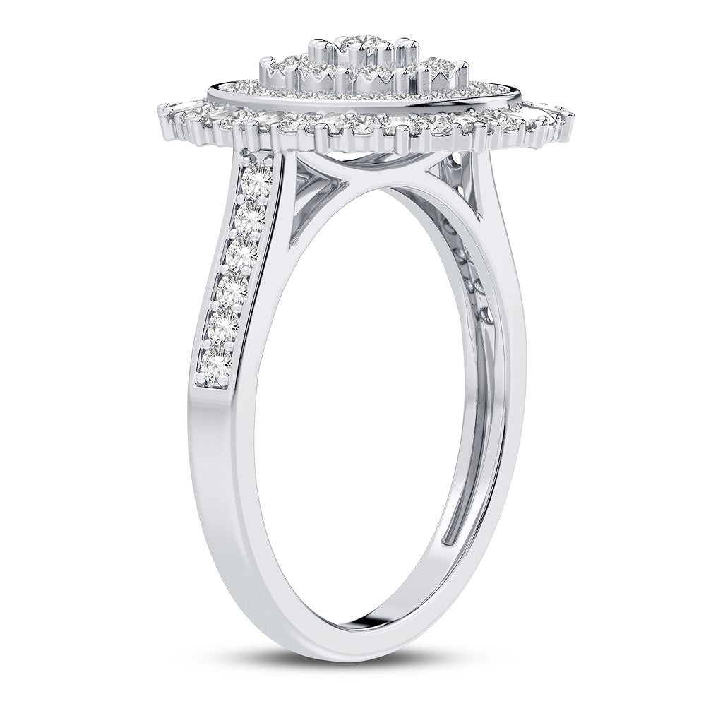 Chic 10k White Gold 0.50CT Lab Diamond Womens Fashion Ring