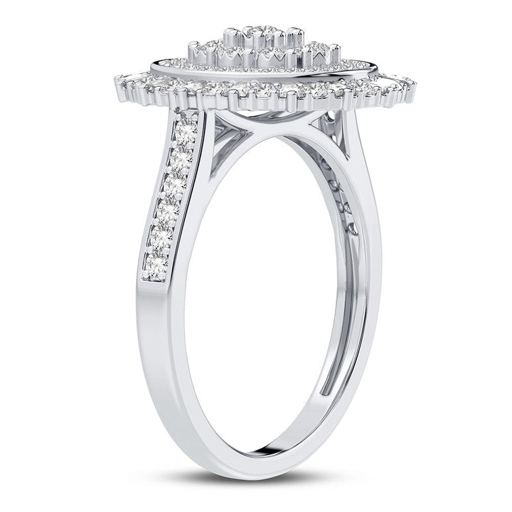Chic 10k White Gold 0.50CT Lab Diamond Womens Fashion Ring
