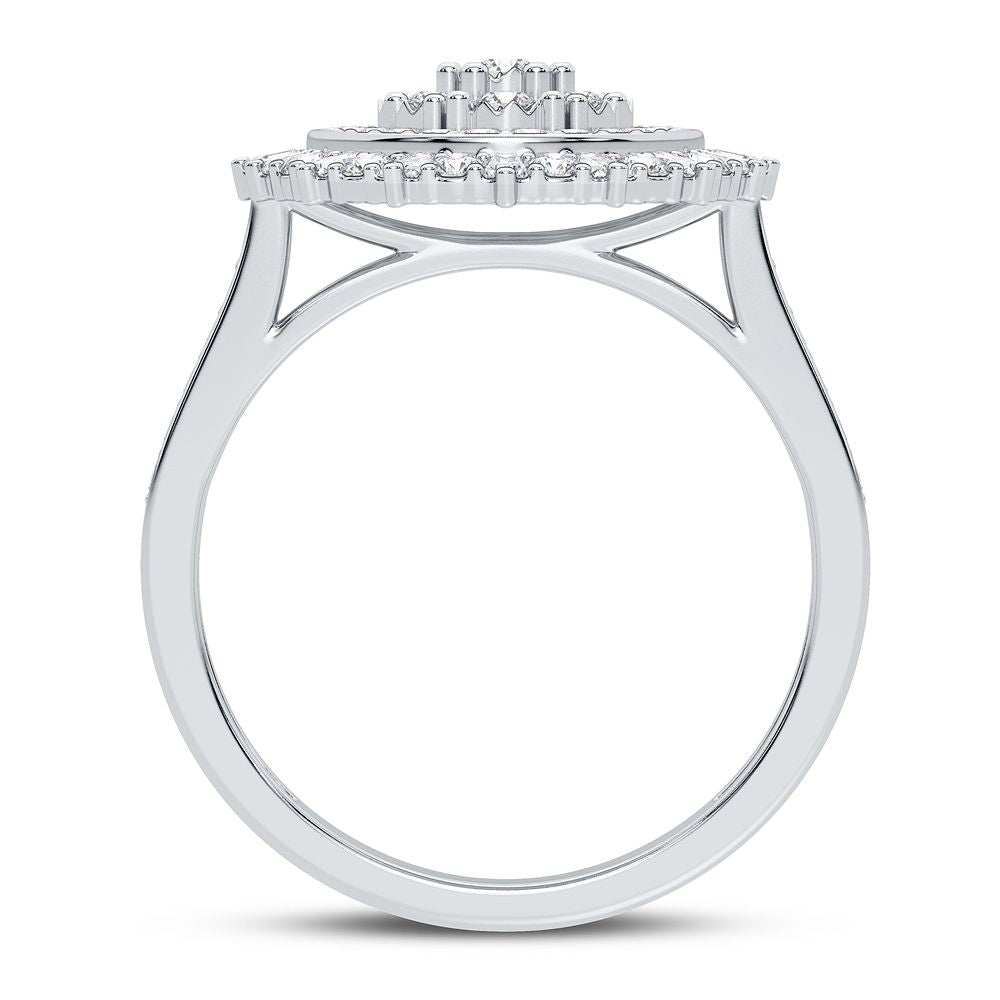 Chic 10k White Gold 0.50CT Lab Diamond Womens Fashion Ring