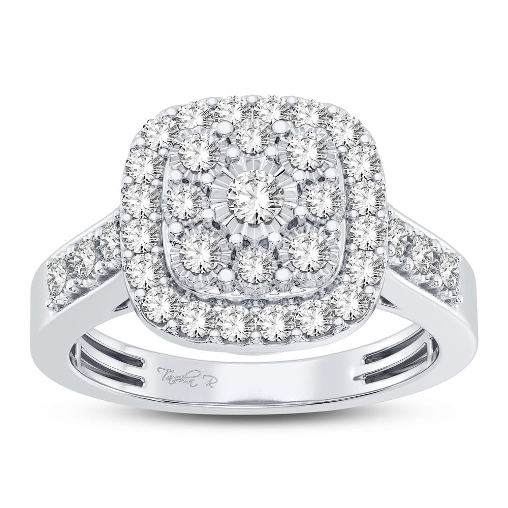Chic 10k White Gold 0.50CT Lab Diamond Womens Fashion Ring