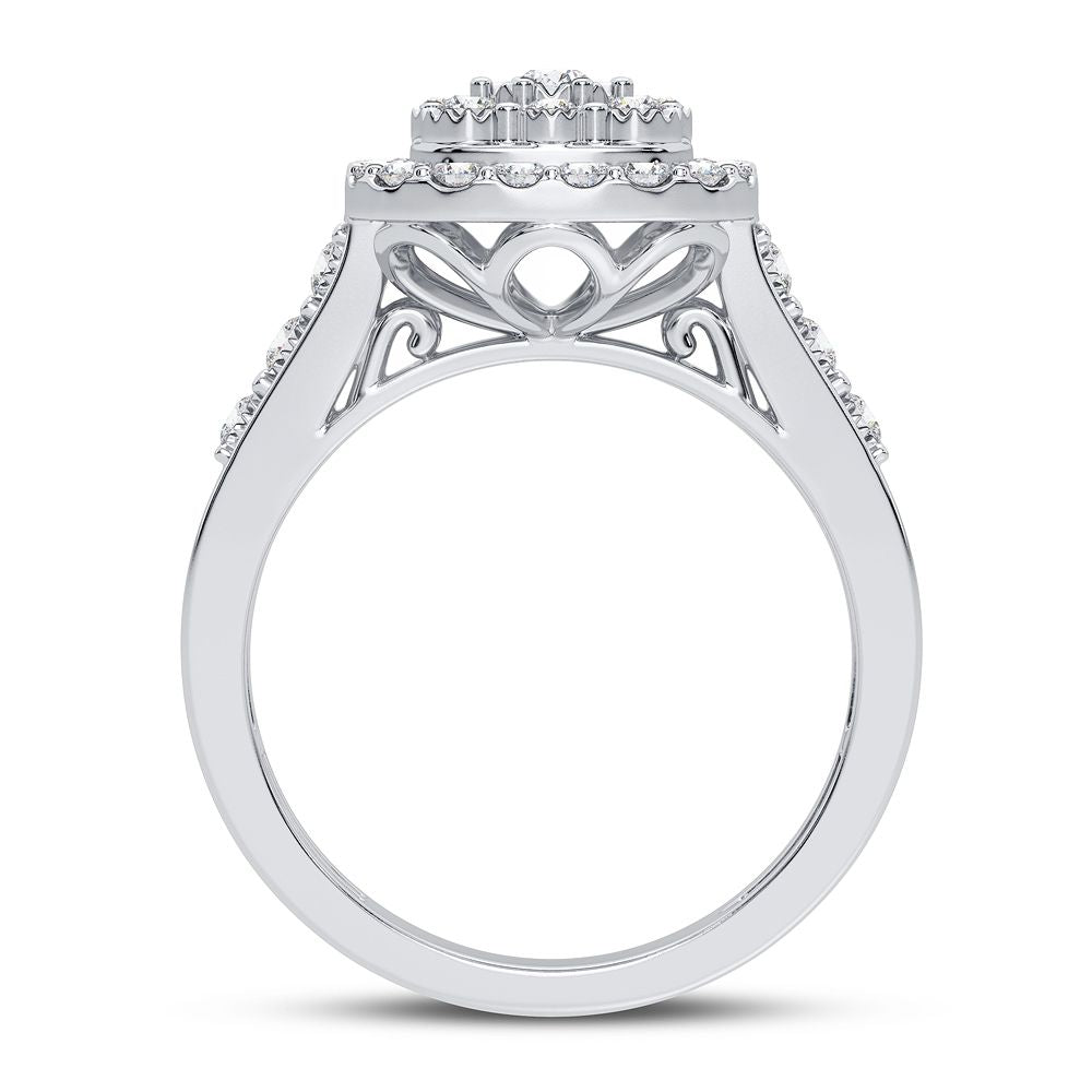 Chic 10k White Gold 0.50CT Lab Diamond Womens Fashion Ring