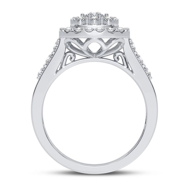 Chic 10k White Gold 0.50CT Lab Diamond Womens Fashion Ring