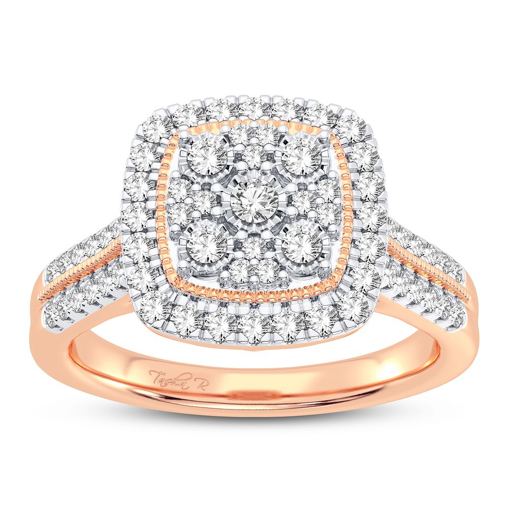 Chic 10k Rose Gold Lab Diamond Womens Statement Ring