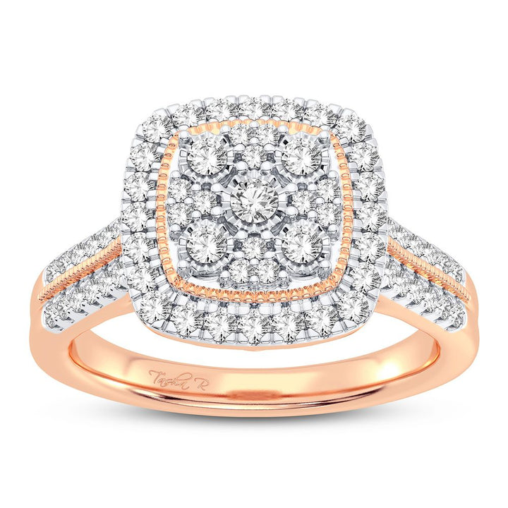 Chic 10k Rose Gold Lab Diamond Womens Statement Ring