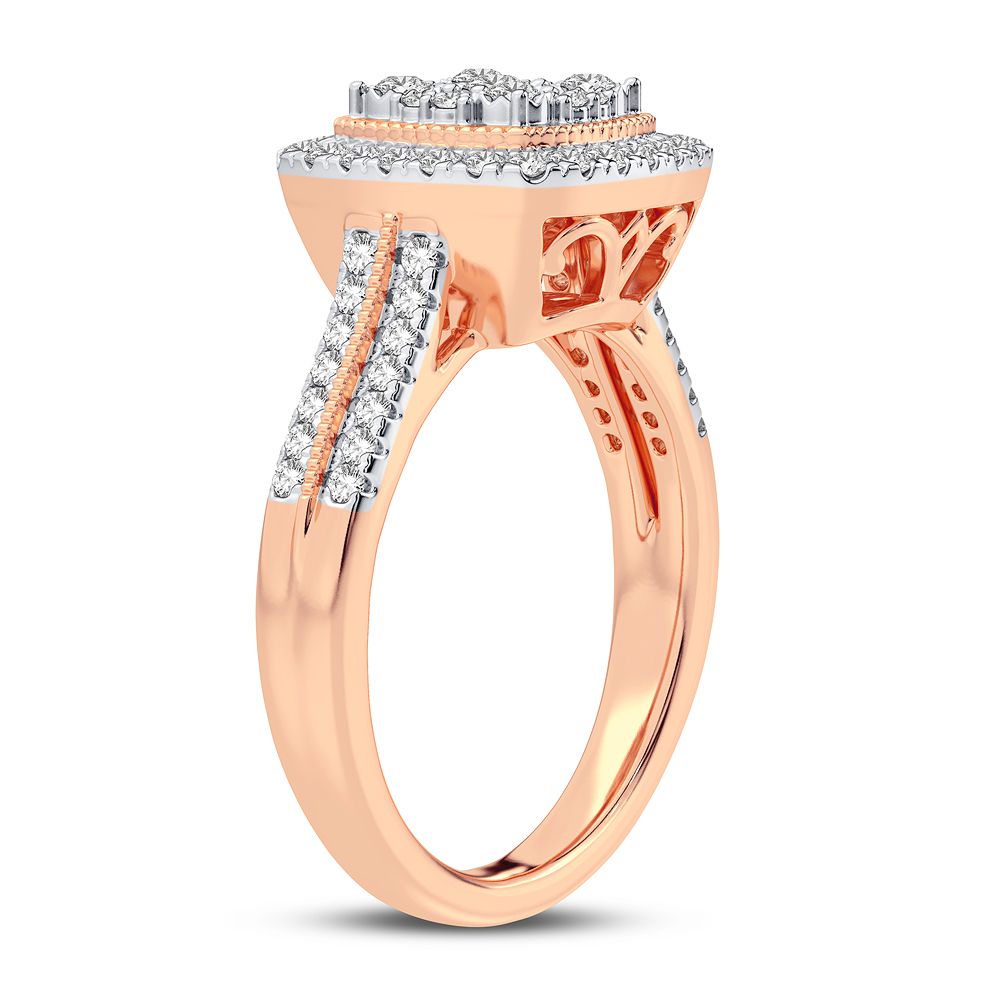 Chic 10k Rose Gold Lab Diamond Womens Statement Ring