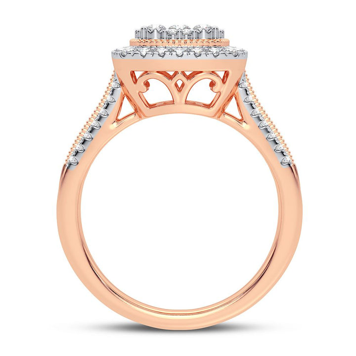 Chic 10k Rose Gold Lab Diamond Womens Statement Ring
