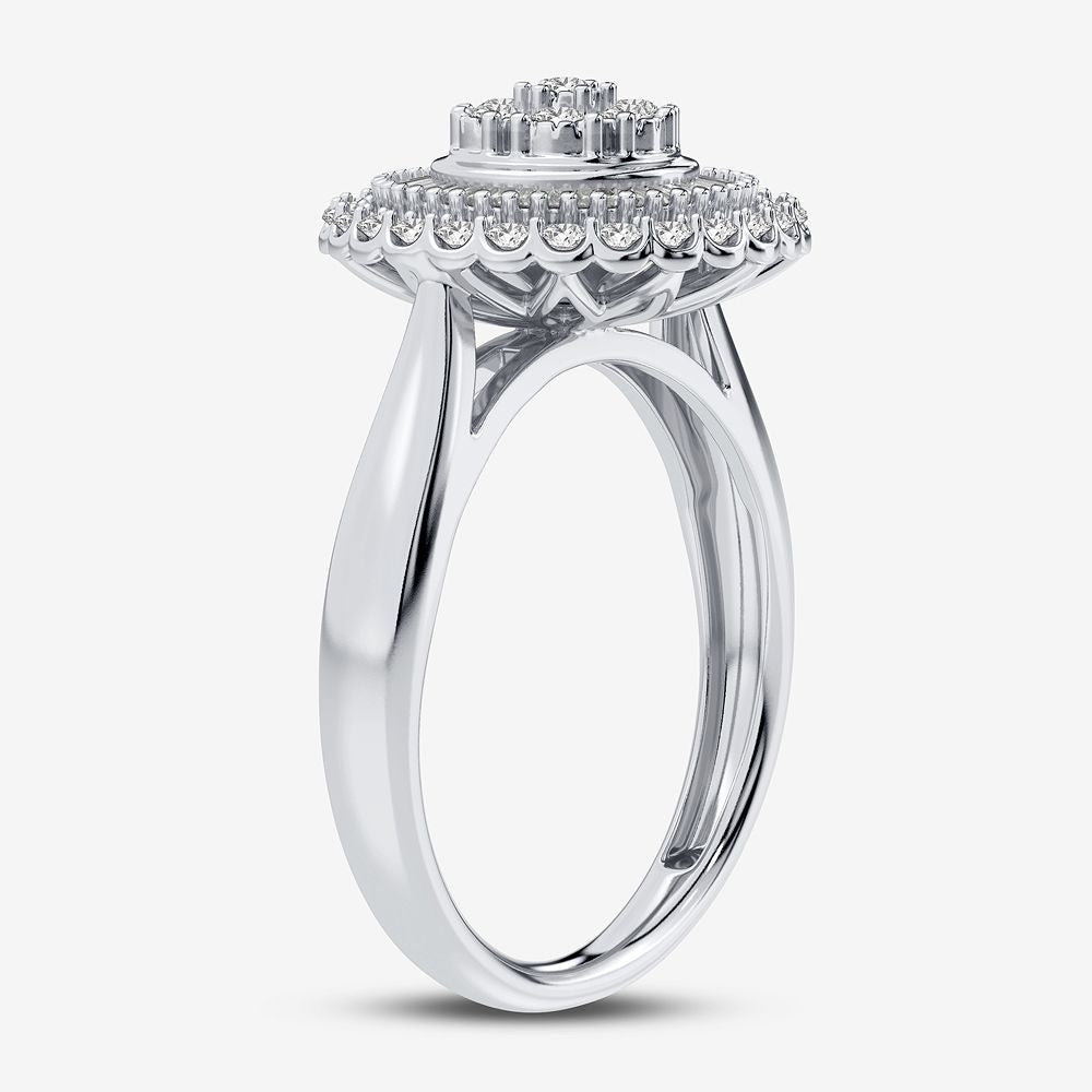 Chic 10k White Gold Lab Diamond Womens Fashion Ring 0.5CT